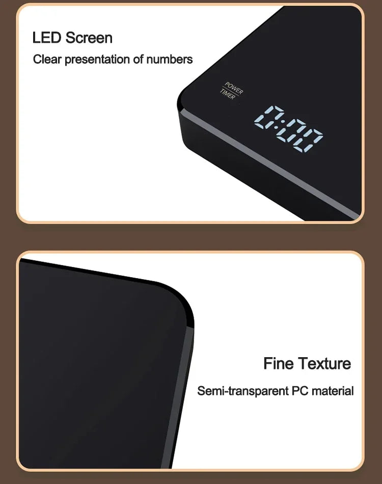 Electronic Coffee Scale – Precision Timer with LED Display & Silicone Mat
