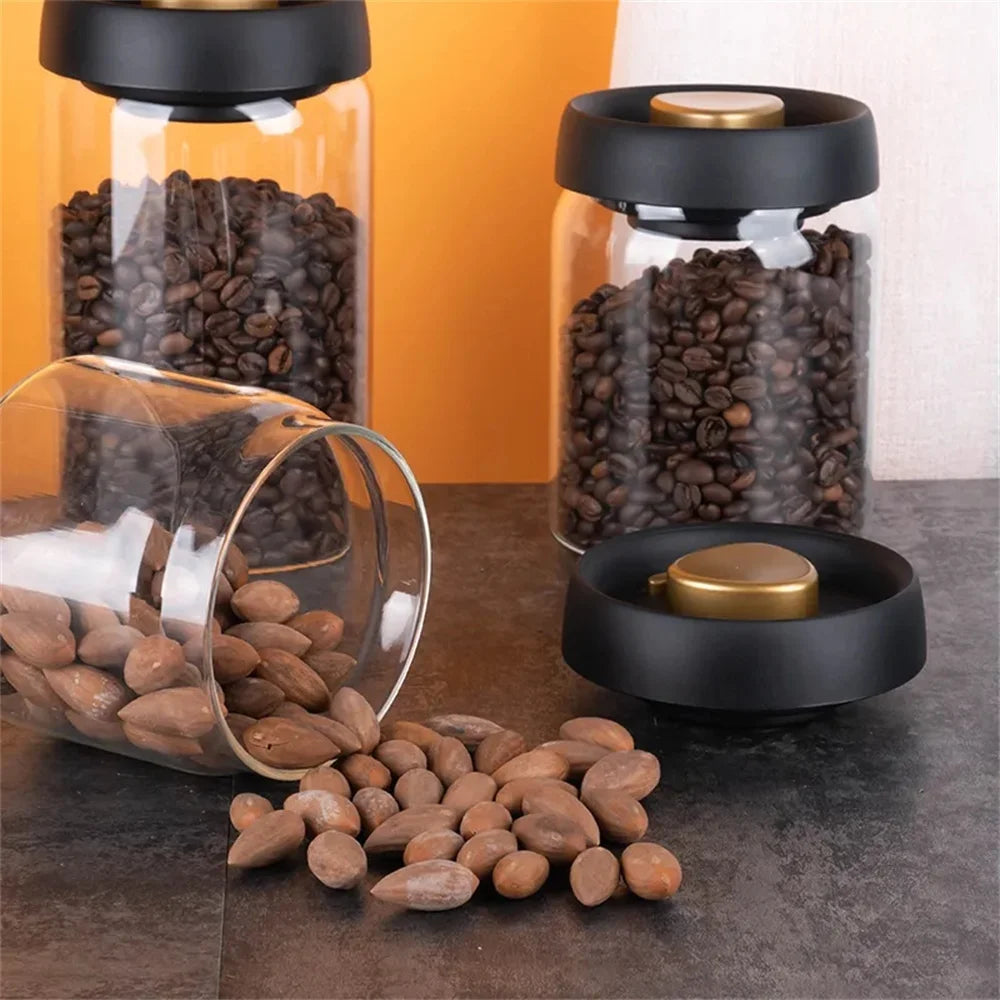 Premium Glass Coffee Canister – Airtight Vacuum-Sealed Storage