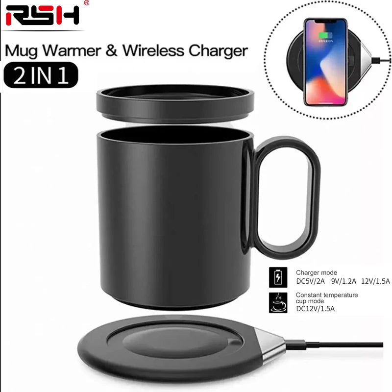 Smart Heated Coffee Mug – 55°C Temperature Control & Wireless Charger