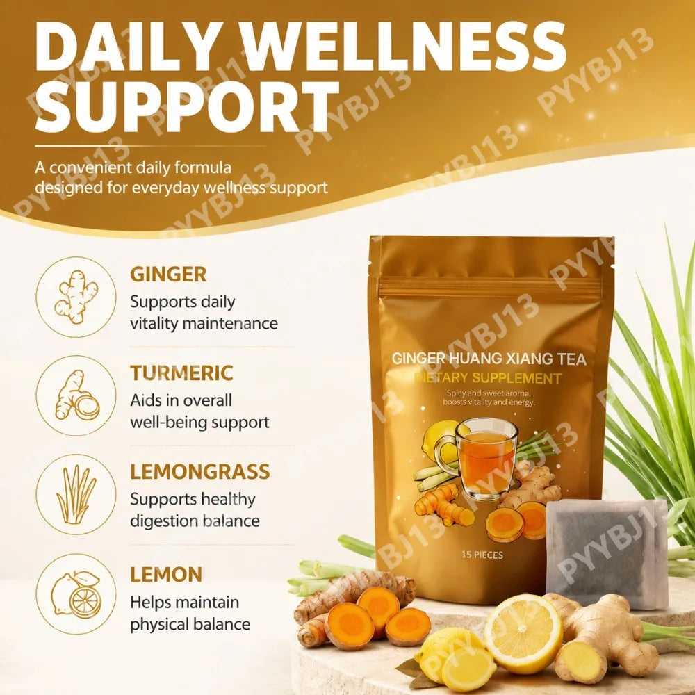 Ginger Turmeric Herbal Tea Bags with Lemon Flavor Botanical Blend
