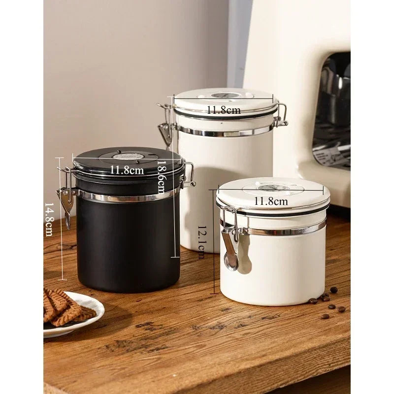 Coffee Storage Canister – Airtight Stainless Steel with Scoop