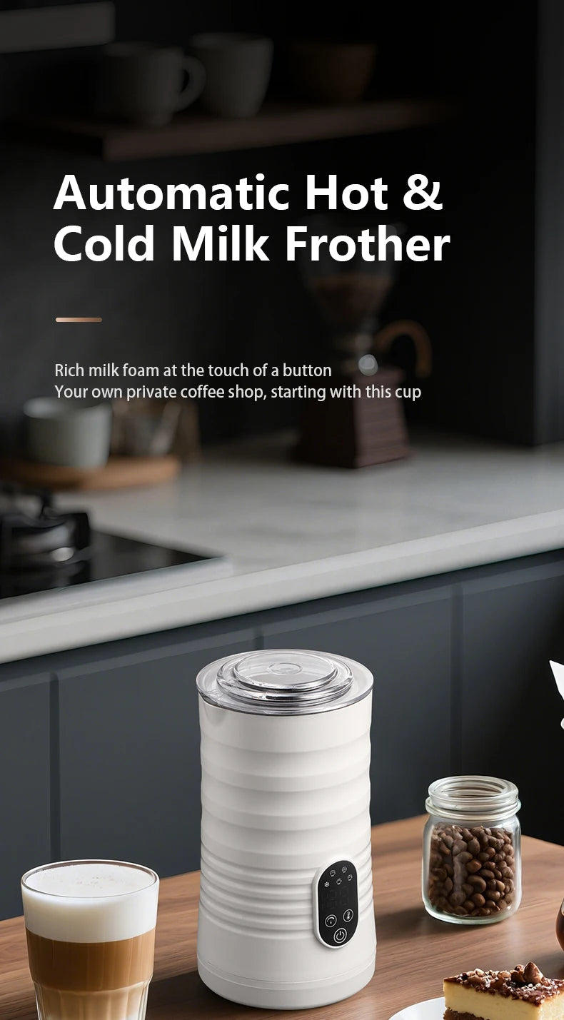 5-in-1 Electric Milk Frother – 350ml Hot & Cold Milk Foam Maker