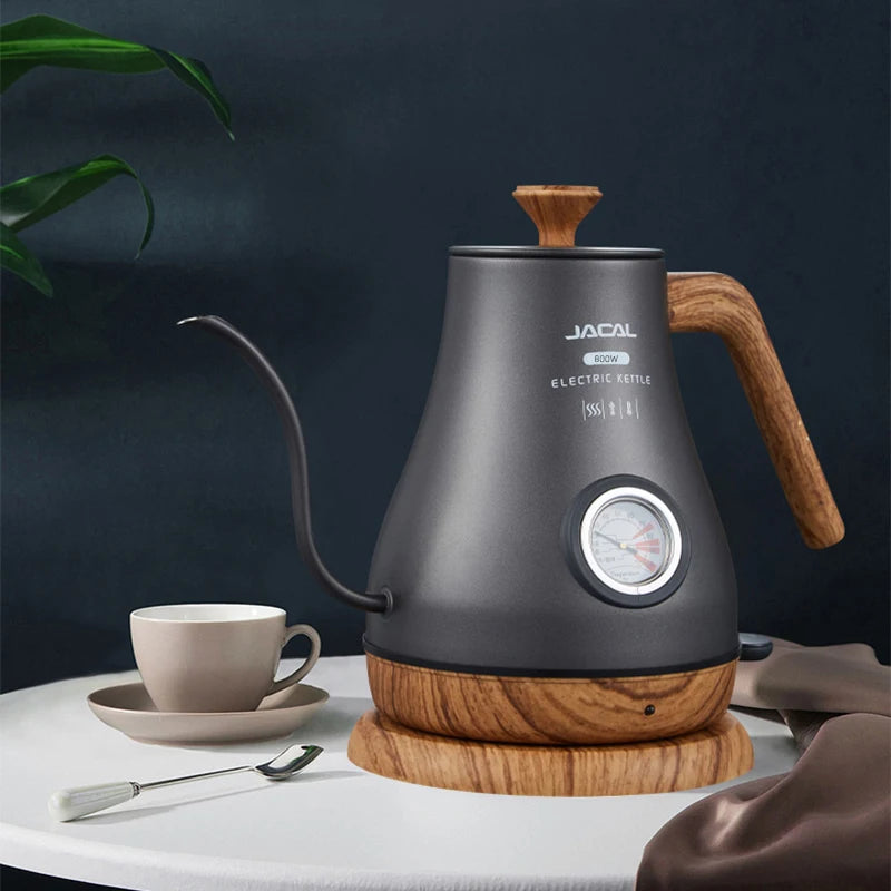 Retro Electric Gooseneck Kettle – 1L Coffee & Tea Kettle with Thermometer