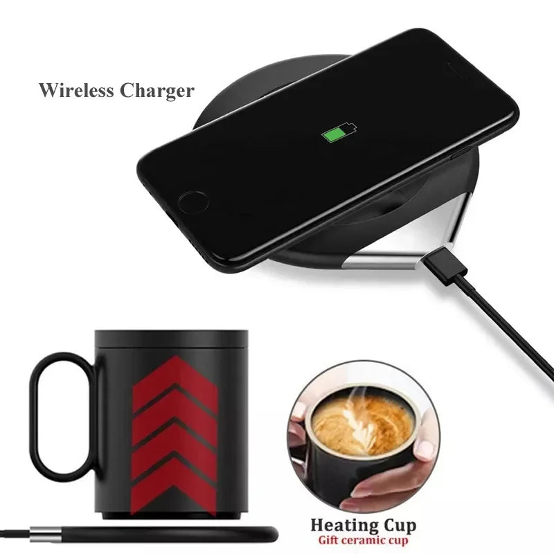 Smart Heated Coffee Mug – 55°C Temperature Control & Wireless Charger