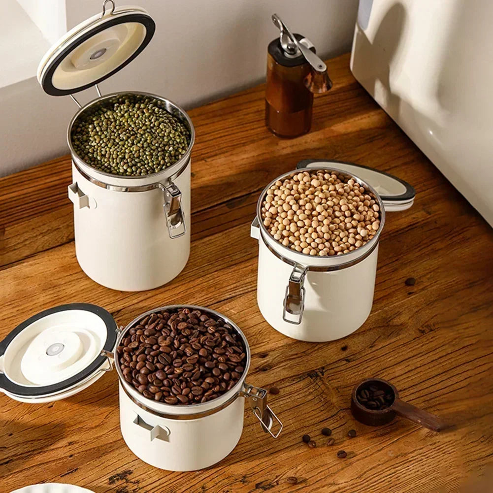 Coffee Storage Canister – Airtight Stainless Steel with Scoop