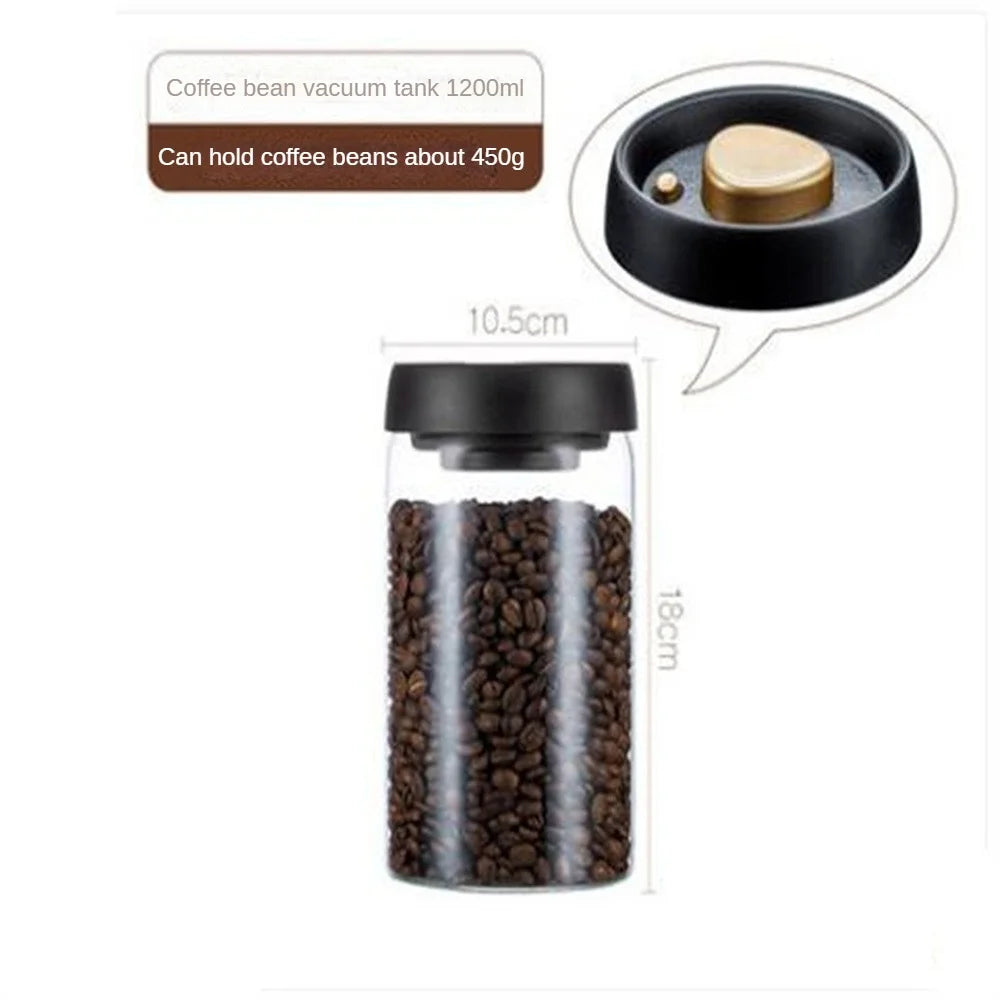 Premium Glass Coffee Canister – Airtight Vacuum-Sealed Storage