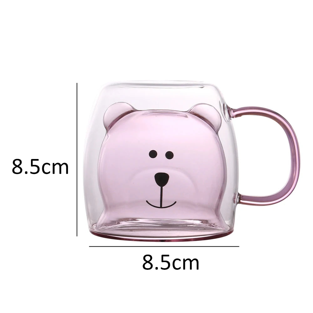 Cute Bear Glass Mug – Double-Wall Coffee & Tea Cup