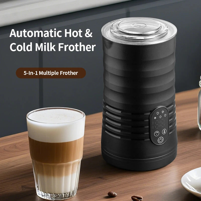 5-in-1 Electric Milk Frother – 350ml Hot & Cold Milk Foam Maker