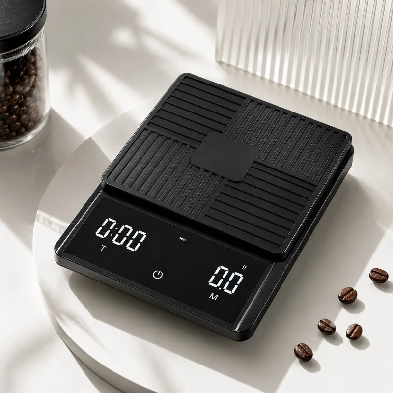 Digital Coffee Scale with Timer – 0.1g Precision Touchscreen Barista Scale