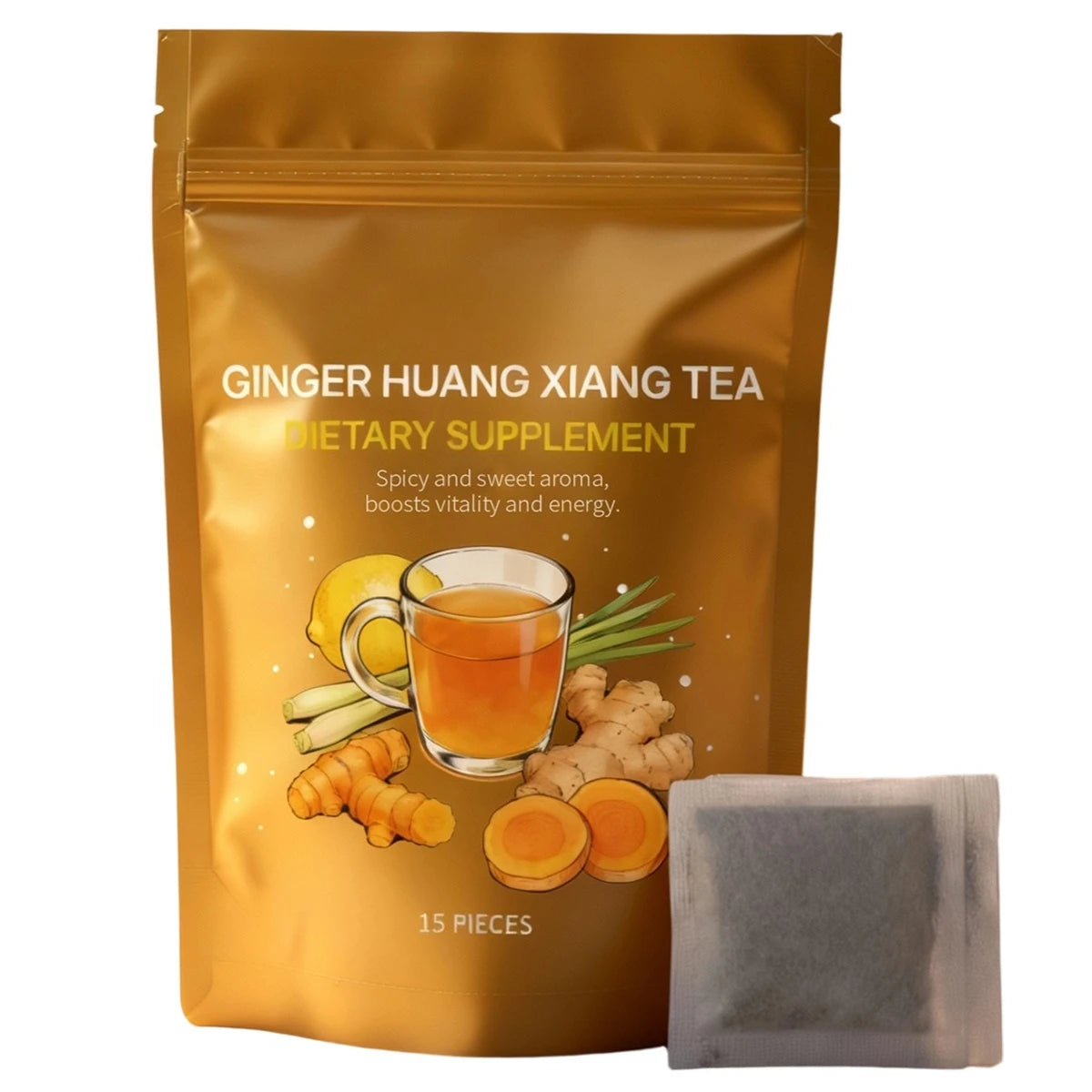 Ginger Turmeric Herbal Tea Bags with Lemon Flavor Botanical Blend