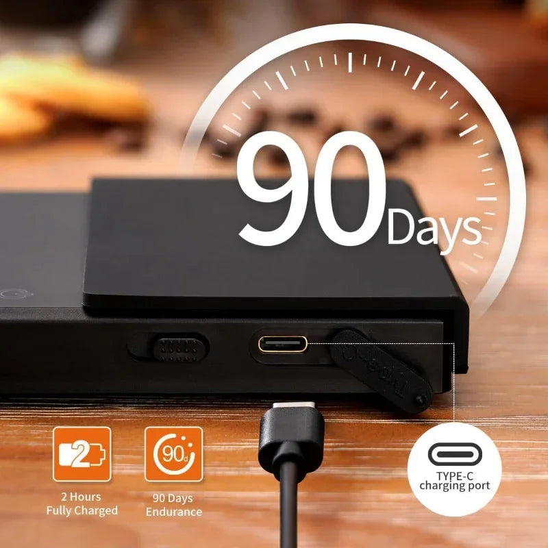 Digital Coffee Scale with Timer – Rechargeable 0.1g Precision Scale