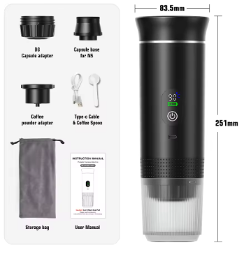 Portable 3-in-1 Espresso Coffee Maker – Cordless & 20-Bar Pressure