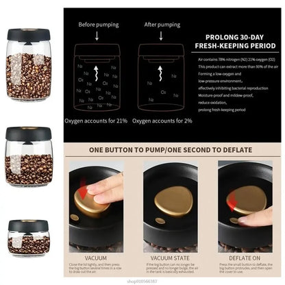 Premium Glass Coffee Canister – Airtight Vacuum-Sealed Storage