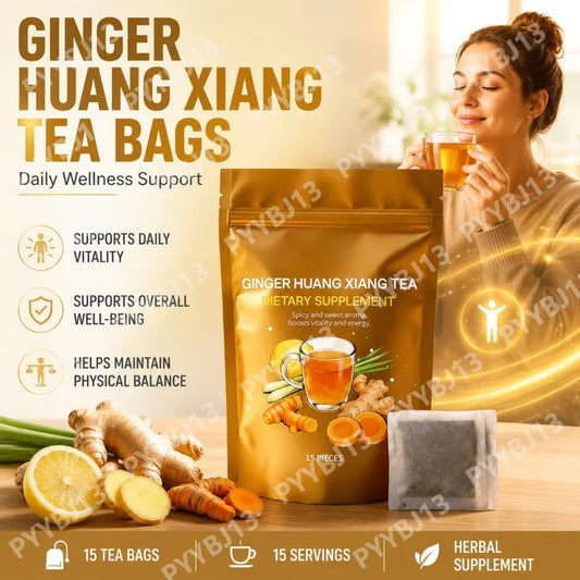 Ginger Turmeric Herbal Tea Bags with Lemon Flavor Botanical Blend