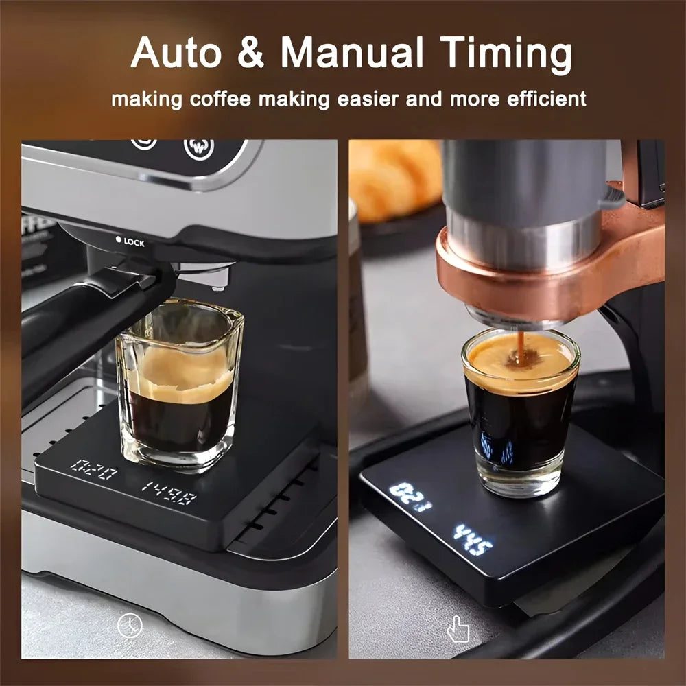 Electronic Coffee Scale – Precision Timer with LED Display & Silicone Mat