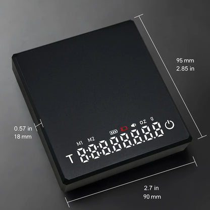 Digital Coffee Scale with Timer – Rechargeable 0.1g Precision Scale