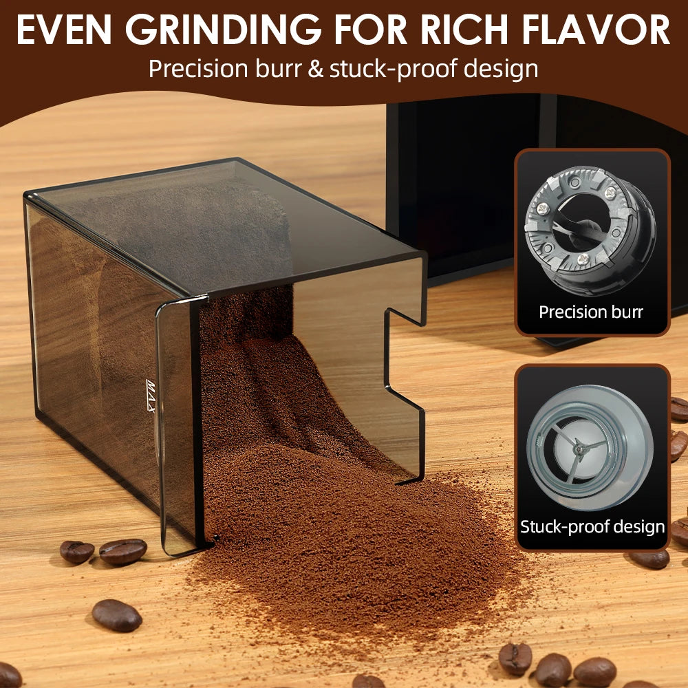 Electric Coffee Bean Grinder – Adjustable Burr Mill for Espresso & French Press