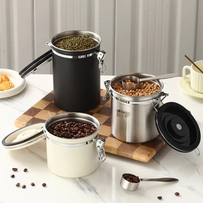 Coffee Storage Canister – Airtight Stainless Steel with Scoop