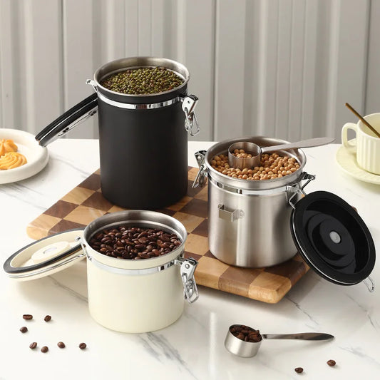 Coffee Storage Canister – Airtight Stainless Steel with Scoop