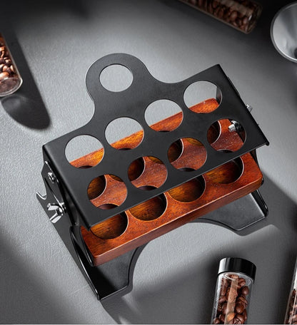 Coffee Bean Display Storage Set – Glass Canisters with Wooden Rack