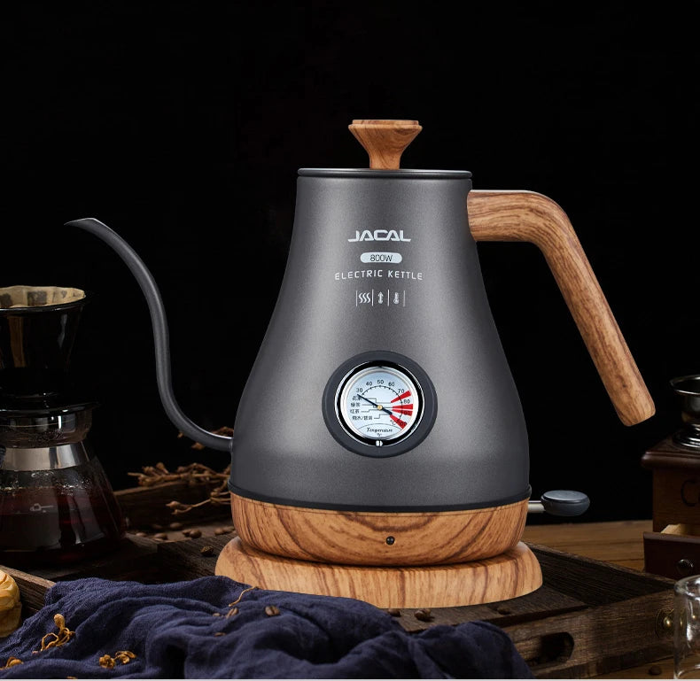 Retro Electric Gooseneck Kettle – 1L Coffee & Tea Kettle with Thermometer