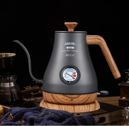Retro Electric Gooseneck Kettle – 1L Coffee & Tea Kettle with Thermometer