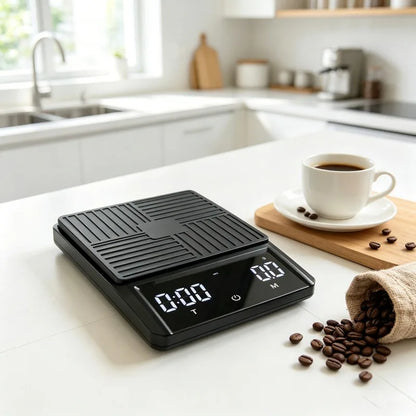 Digital Coffee Scale with Timer – 0.1g Precision Touchscreen Barista Scale