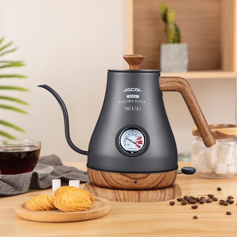 Retro Electric Gooseneck Kettle – 1L Coffee & Tea Kettle with Thermometer