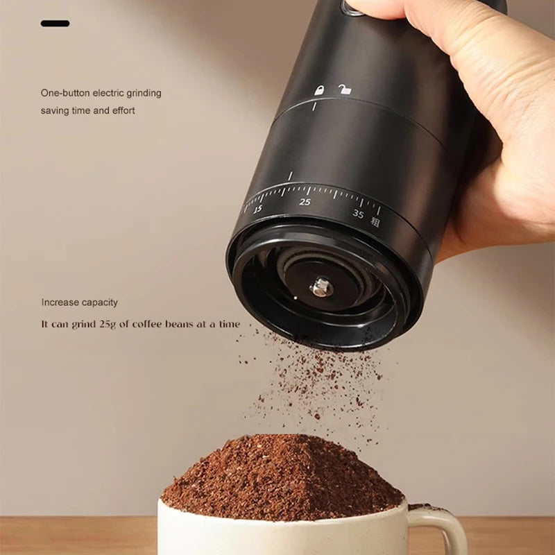 Automatic Coffee Bean Grinder – Portable Rechargeable Ceramic Burr