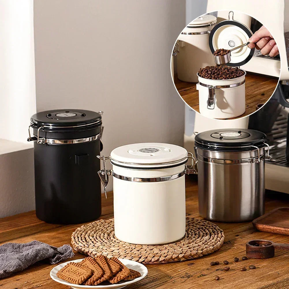 Coffee Storage Canister – Airtight Stainless Steel with Scoop