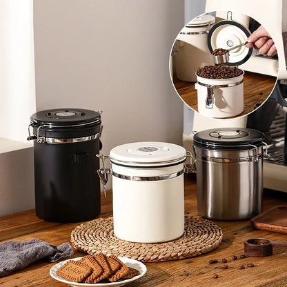 Coffee Storage Canister – Airtight Stainless Steel with Scoop