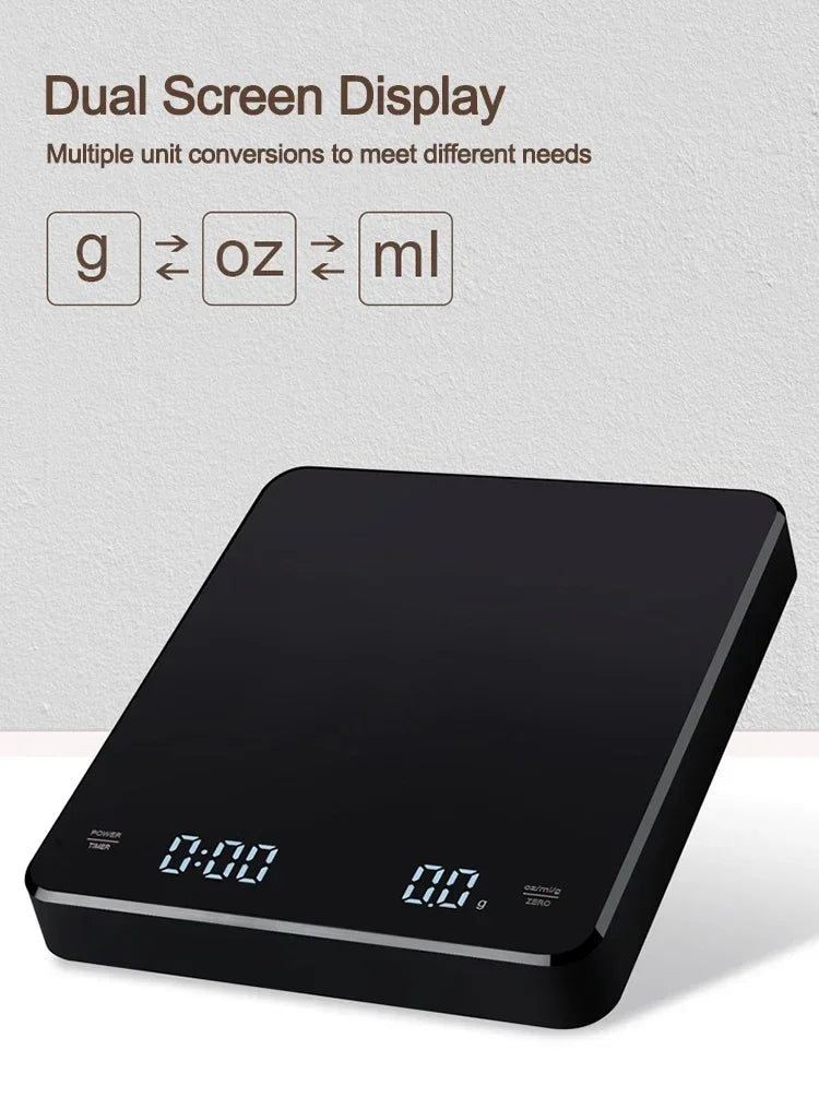 Electronic Coffee Scale – Precision Timer with LED Display & Silicone Mat