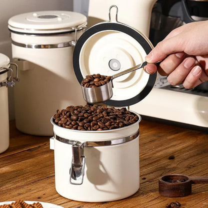 Coffee Storage Canister – Airtight Stainless Steel with Scoop