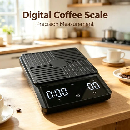 Digital Coffee Scale with Timer – 0.1g Precision Touchscreen Barista Scale