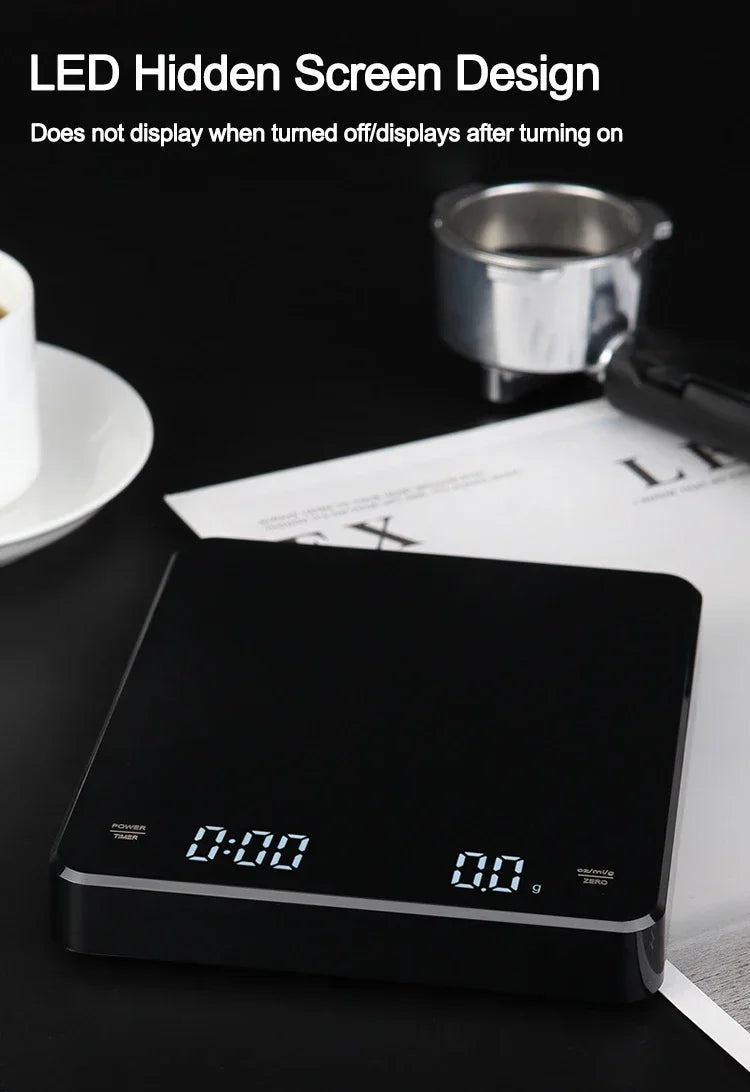 Electronic Coffee Scale – Precision Timer with LED Display & Silicone Mat