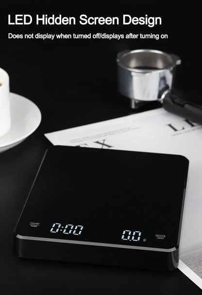 Electronic Coffee Scale – Precision Timer with LED Display & Silicone Mat