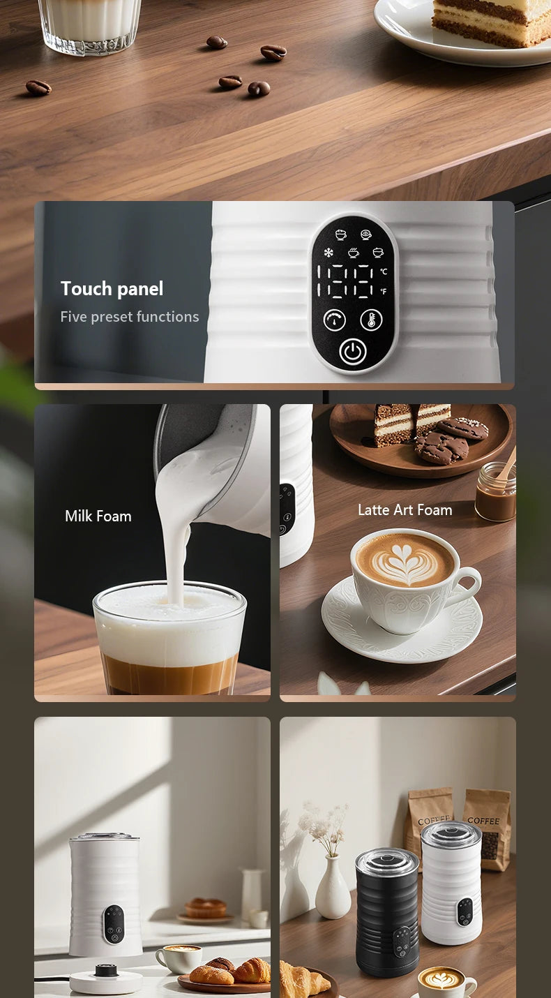 5-in-1 Electric Milk Frother – 350ml Hot & Cold Milk Foam Maker