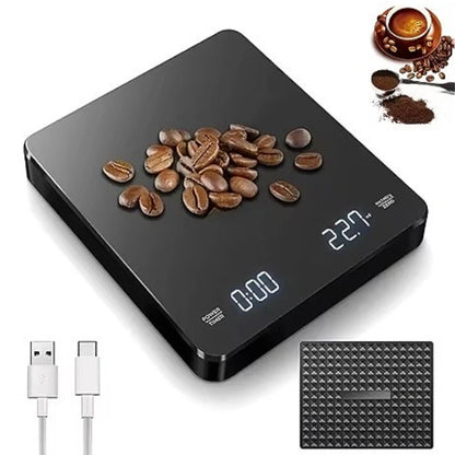 Electronic Coffee Scale – Precision Timer with LED Display & Silicone Mat