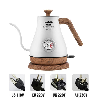 Retro Electric Gooseneck Kettle – 1L Coffee & Tea Kettle with Thermometer