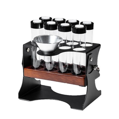 Coffee Bean Display Storage Set – Glass Canisters with Wooden Rack