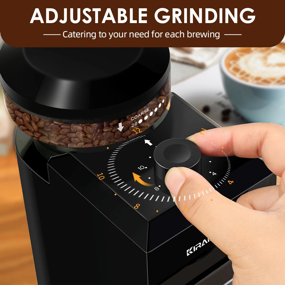 Electric Coffee Bean Grinder – Adjustable Burr Mill for Espresso & French Press