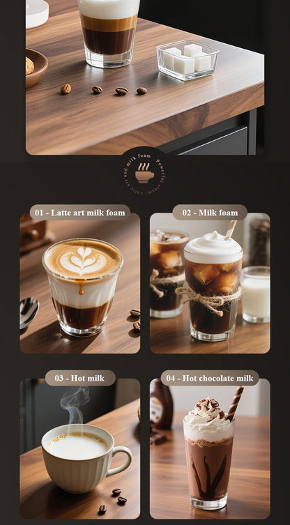 5-in-1 Electric Milk Frother – 350ml Hot & Cold Milk Foam Maker