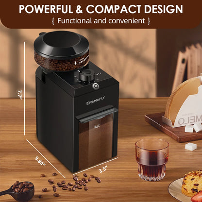 Electric Coffee Bean Grinder – Adjustable Burr Mill for Espresso & French Press