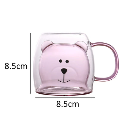 Cute Bear Glass Mug – Double-Wall Coffee & Tea Cup