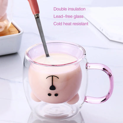 Cute Bear Glass Mug – Double-Wall Coffee & Tea Cup