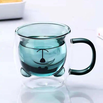 Cute Bear Glass Mug – Double-Wall Coffee & Tea Cup